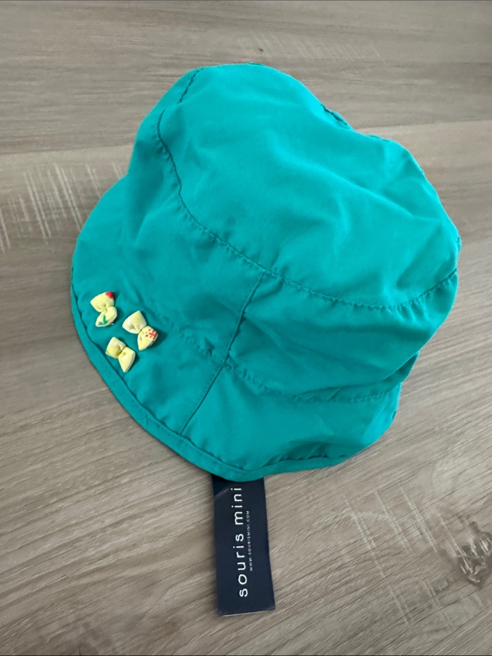 Souris Mini Teal Girls' Bucket Hat with Bow Details